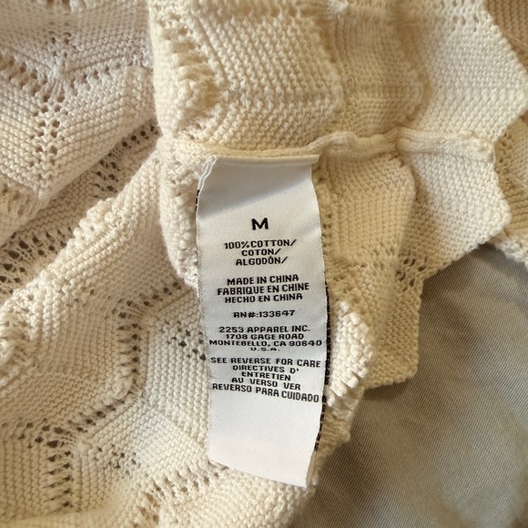 Celebrity Pink 100% Cotton Cream Knit scallop sleeve front tie Cute Layer - Picture 3 of 6